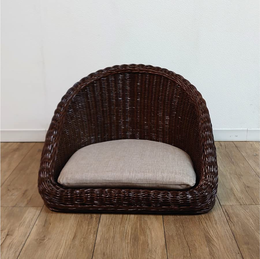 Amazon｜籐 ラタン 座椅子 フロアチェア ロータイプ クッション無地 籐