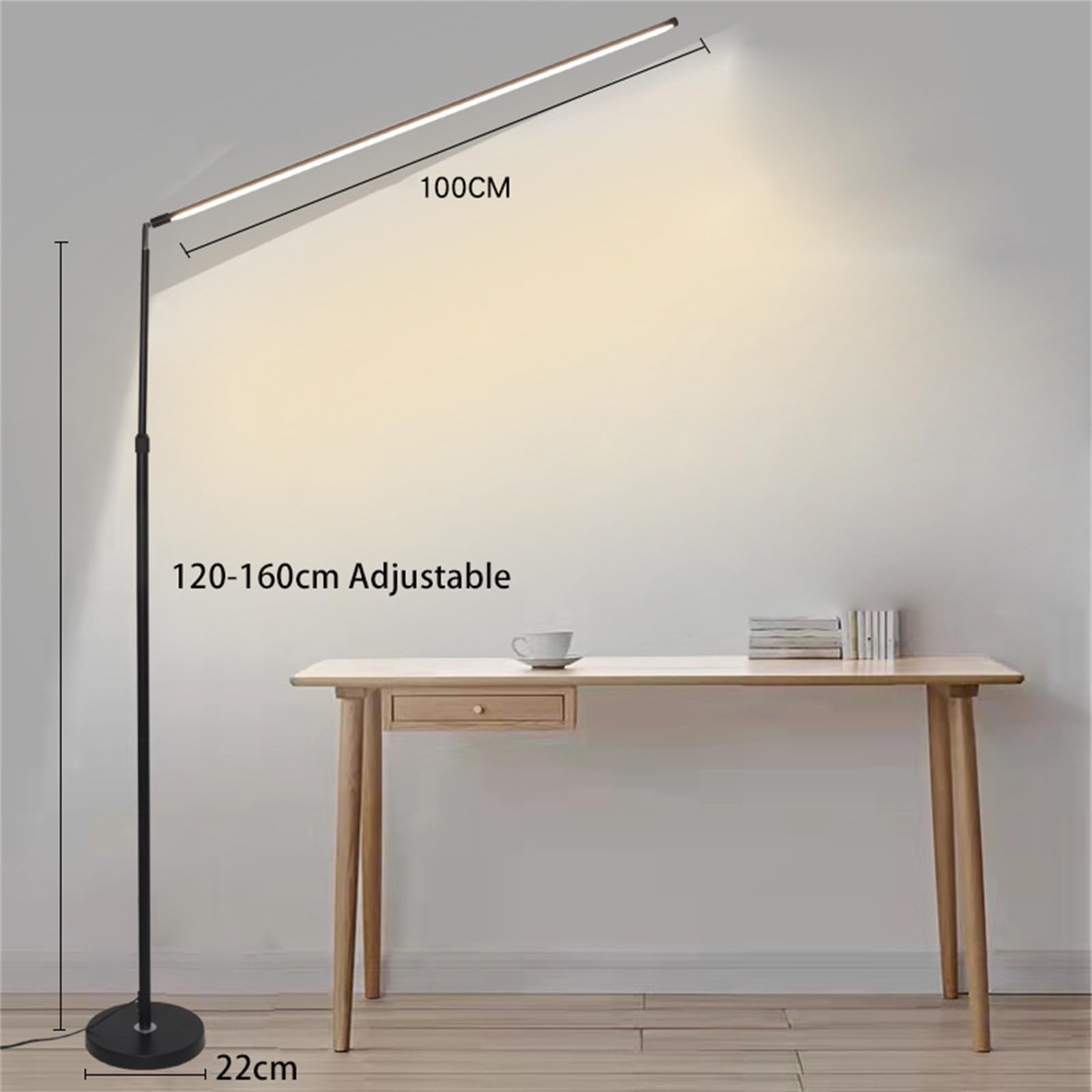 LED Schreibtischlampe Modern Vertikal mit Fernbedienung Tischlampe Verstellbare Farbe & Helligkeit Dimmbar Bodenlampe Drehbar Metall mit Stecker Kabel Schalter Stehlampe für Arbeitszimmer (Weiß)