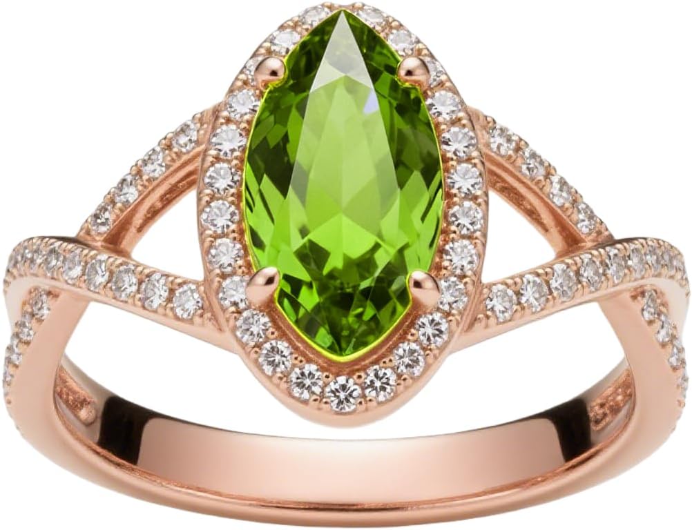 1.51 Carat(ctw) Marquise-Cut Gemstone Wedding Engagement Rings for Women, Lab-Grown Sapphire/Ruby/Emerald/Moissanite/Amethyst/Garnet/Black Onyx/Blue Topaz/Citrine/Tourmaline/Peridot Marquise-Cut Wedding Ring for Women, Customizable 10K Gold/14K Gold/18K Gold/925 Sterling Silver