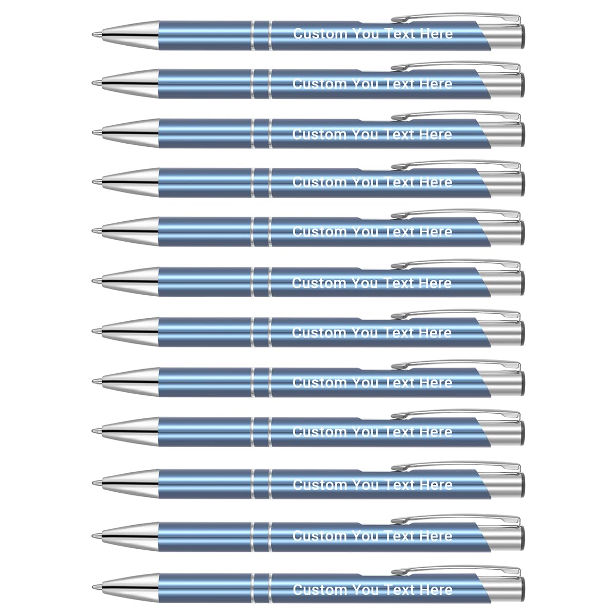 Zoonnis 100 Pcs Personalised Retractable Ballpoint Pens for Business Personalized Engraved Pen In Bulk for Women Men with Name Text Customised Pen Writing Custom Pen With Black Ink for School