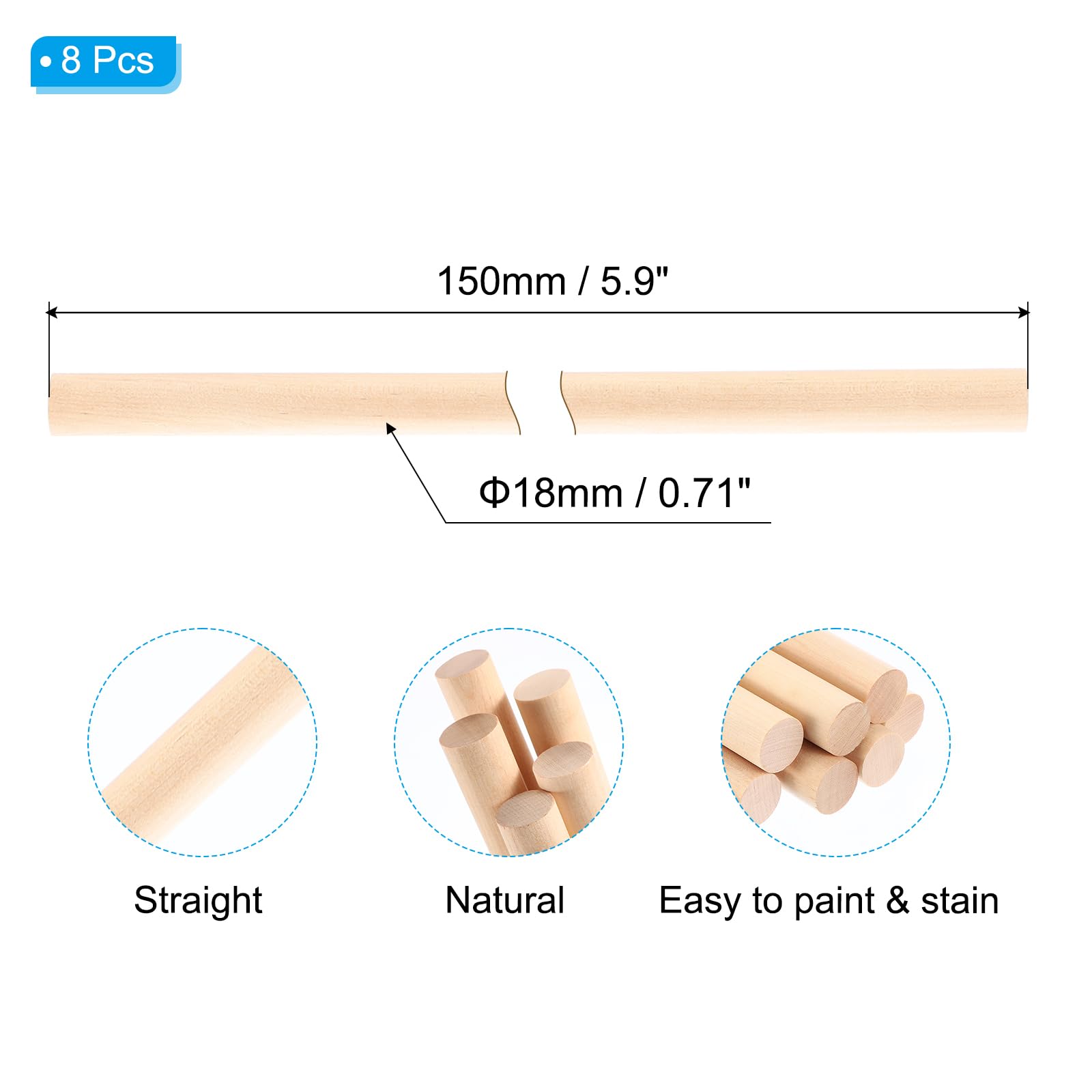 PATIKIL 5/7x5.91inch Wooden Dowel - Image 2