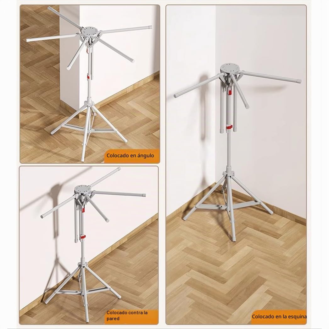 HEYOUTH Tendedero Plegable de 6 Barras Extensible - Ahorra Espacio en Acero al Carbono para Balcón, Camping, Interior y Exterior | Gris Plateado