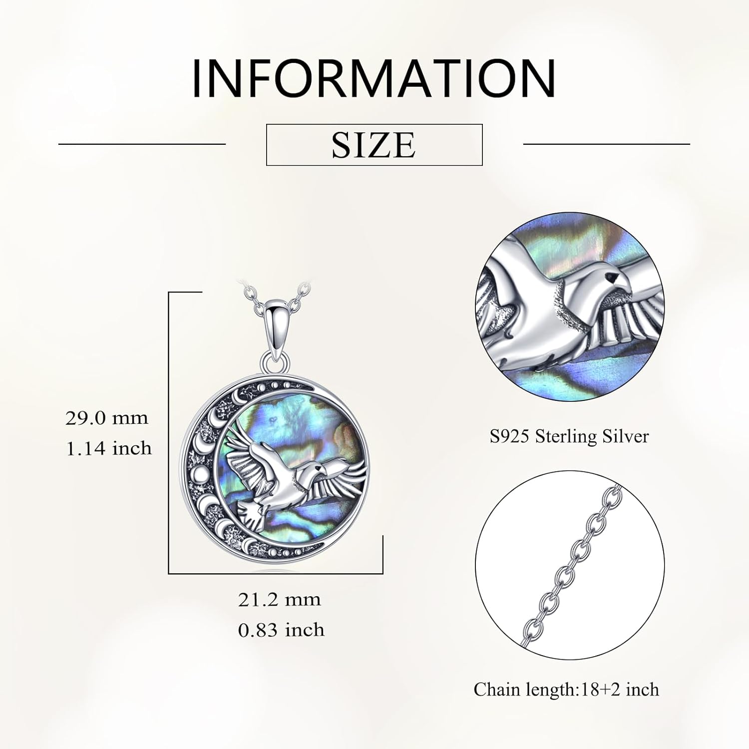 Eagle Necklace S925 Sterling Silver Hawk Pendant Bird Animal Jewelry Gifts for Men Women - Image 3
