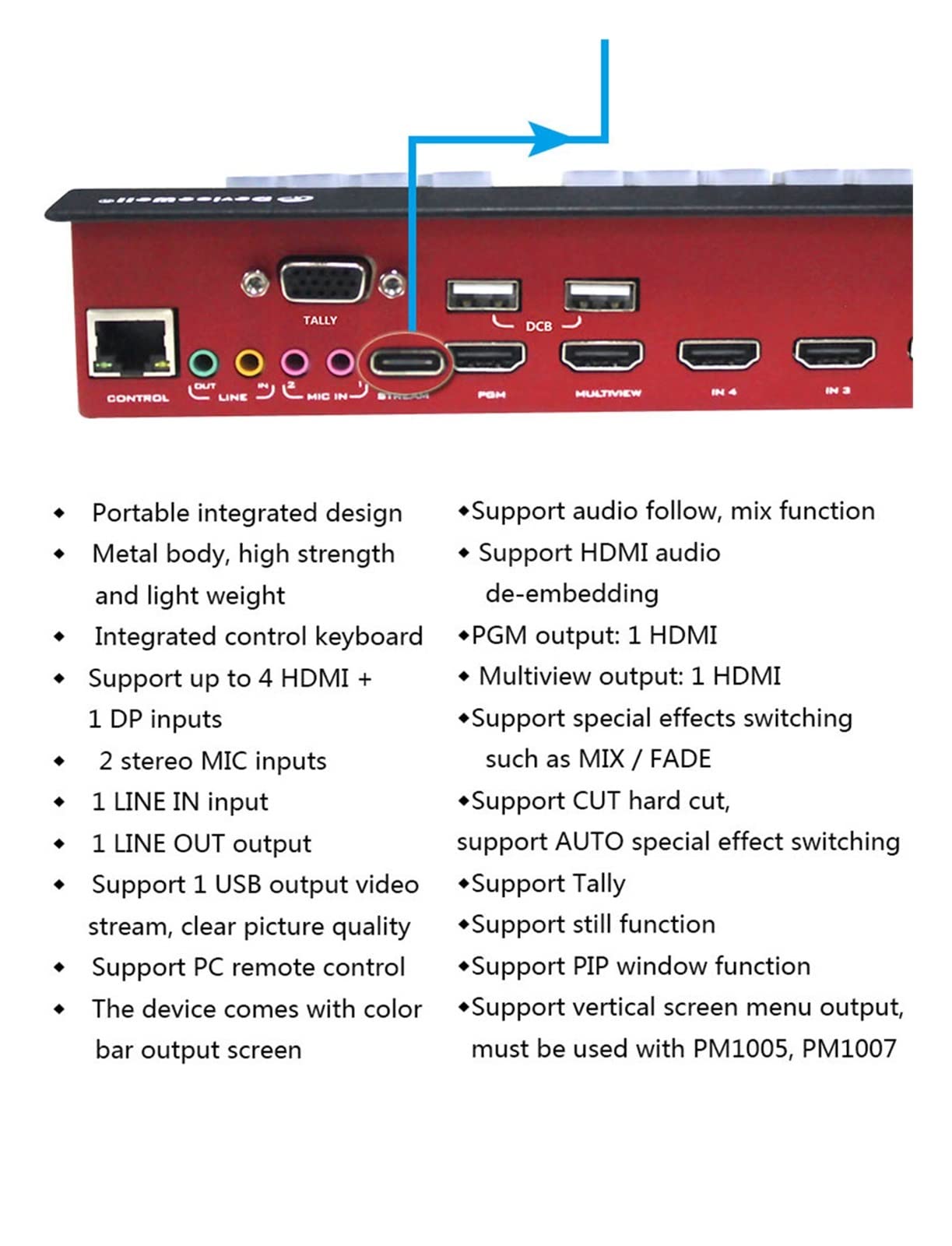 HDMI-Switch-Splitter, HDS7105 Video Switcher 5-CH Video Switcher 4*HDMI-kompatibel + 1*DP Switcher for Video Stream Einfach einzurichten (Color : HDS7105 V22, Size : Small)