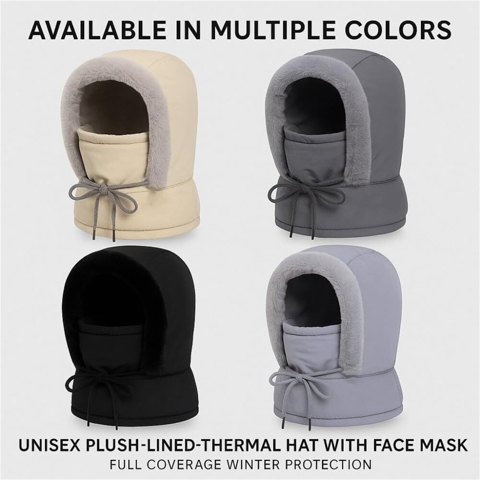 Gorro térmico Grueso con Forro de Felpa y mascarilla, Gorro Invierno una Pieza, cálido Resistente al Viento, pasamontañas esquí Polar 3 en 1(Khaki)