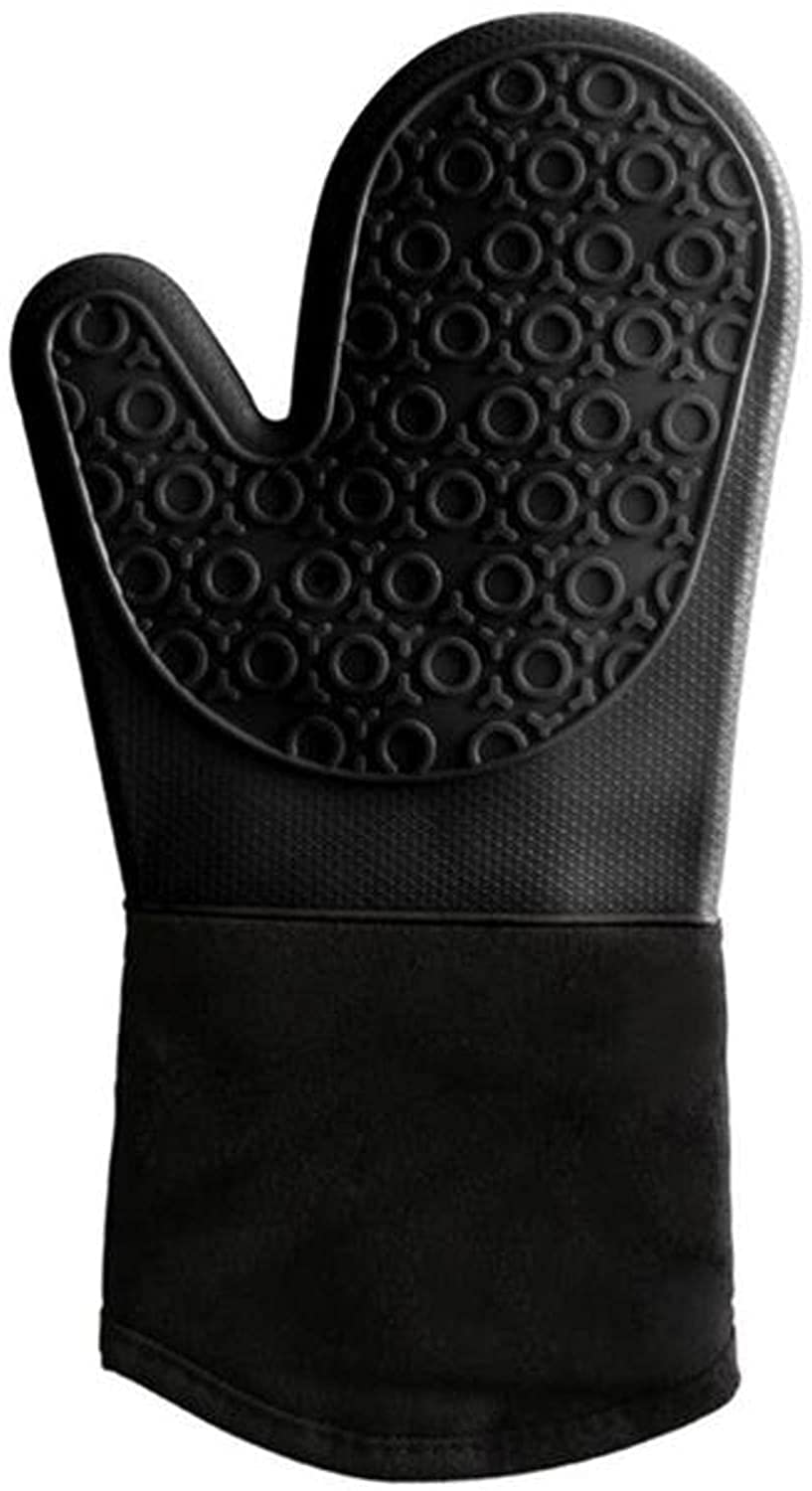 Gants de four Gants de four Gants de four en silicone antidérapants Gants de cuisine imperméables et résistants à la chaleur Longs gants de barbecue en coton pour la cuisson au barbecue Cuisson Grilla