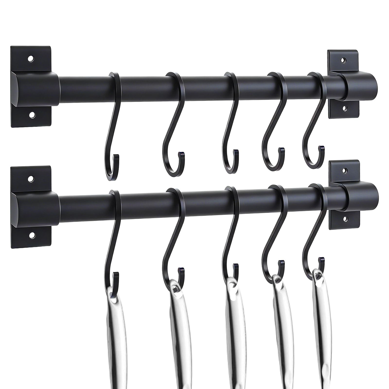 Aramanara 2Pcs 30cm Kitchen Hanging Rail, Wall Mounted Kitchen Utensil Rack