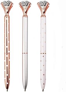 Diamond Pen Rose Gold Pen Crystal Ballpoint Pens Bling Metal Ballpoint Pen Office Supplies Black Ink Includes Extra Pen Re...