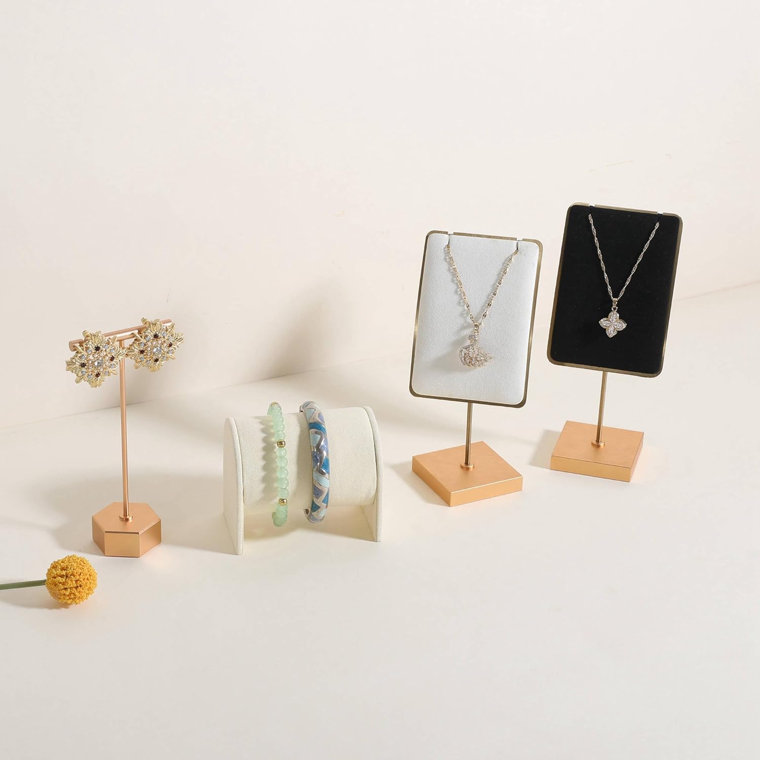 GemeShou Beige Bracelet storage organizer for boutique store, Velvet watch display stand for selling, Woman jewelry bangle holder for countertop home decor【Bracelet holder-Beige】 - Image 8