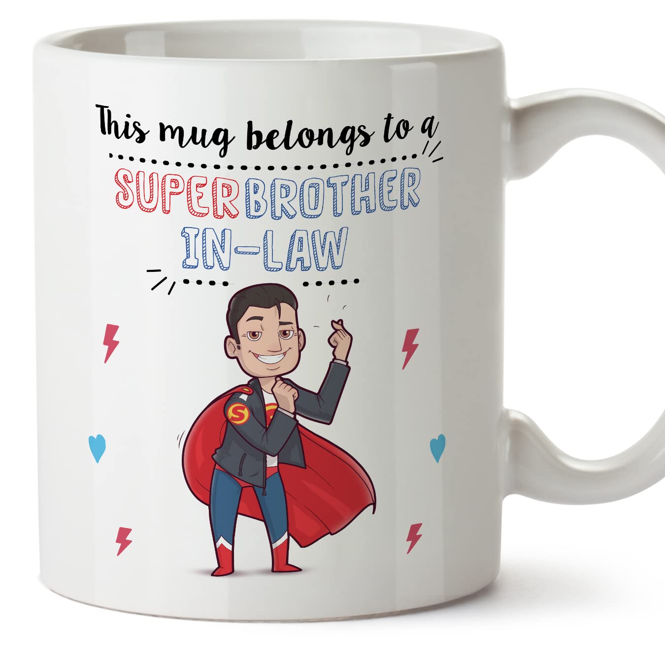 MUGFFINS Brother in Law Mug - in English - Super Family - Funny Gift - Ceramic 11oz Mug