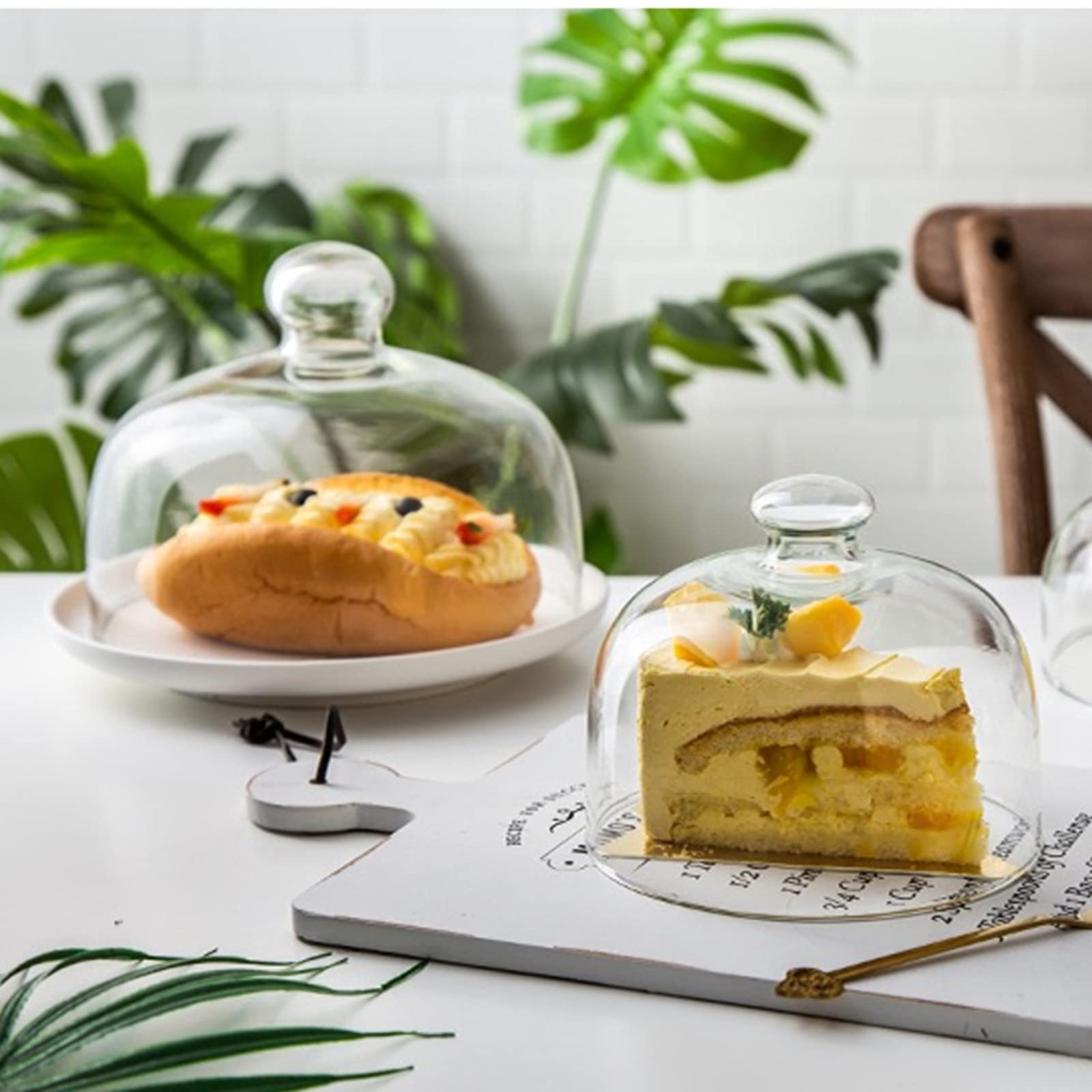 Copertura per Alimenti, Campana Coperchio Microonde,Cupola per Pasticceria da tè pomeridiano, Coperchio a Cupola per Formaggio, Snack a Cupola in Vetro Facili da Pulire e Copertura a Cupola