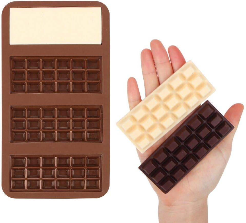 Webake Chocolate Bar Mold Silicone Break-Apart Candy Molds for 1 Ounce Chocolate Chunk Protein Energy Bar Candy Bar, Food Grade, Easy Release Candy Molds Baking Pan, Pack of 2