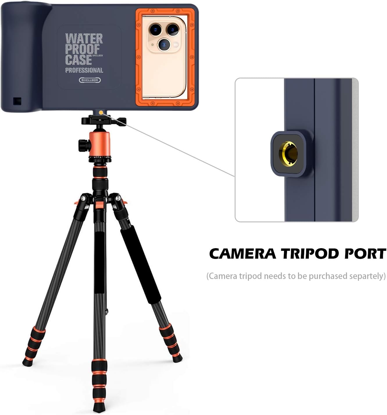 Willbox Professional [15m/50ft] Diving Surfing Swimming Snorkeling Photo Video Waterproof Protective Case Underwater Housing for Galaxy and iPhone Series Smartphones with Lanyard (Orange) - Image 8