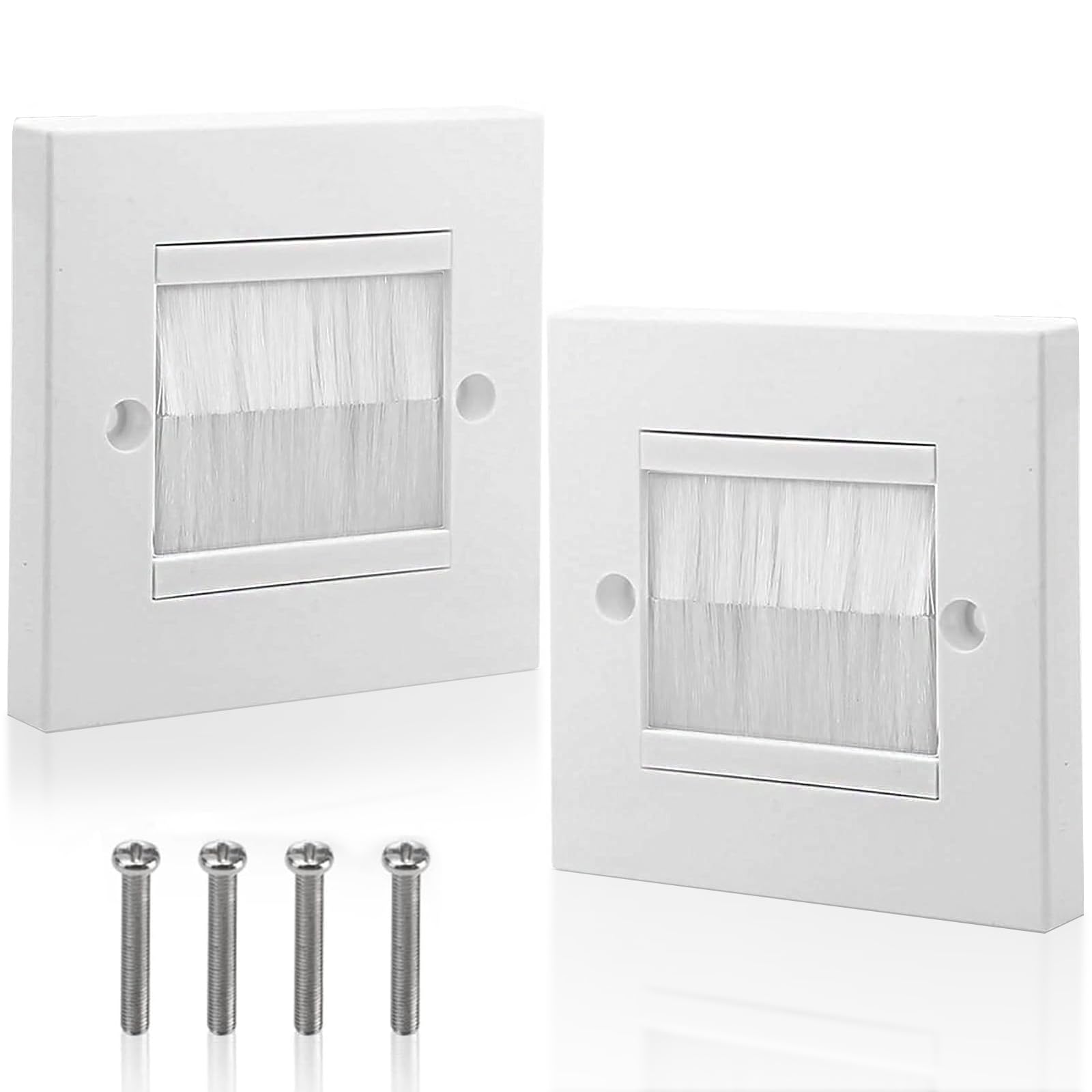 Lzydkh White 2Pcs Cable Entry Cover, Brush Wall Plate Abs Brush Plate Wall Cable Cover For Covering Outlets, Receptacles And Tidying Cords For Cables