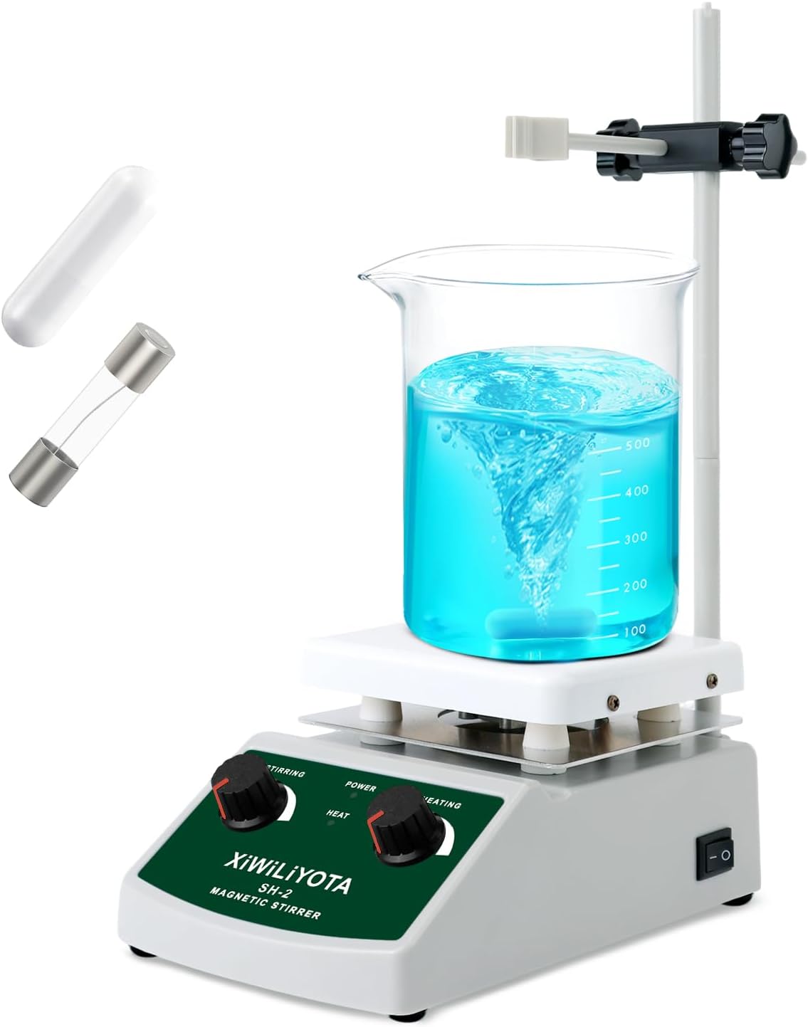Magnetic Stirrer Hot Plate Max 520℉ 100-2000RPM Magnetic Mixer Hot Plate 2000mL Magnetic Stir Plate Includes Stir Bar and Support Stand Ideal for Laboratory Use