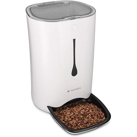 Navaris Automatische voederautomaat met timer - 6 l voederbak automaat met timer en akoestische melding - voor hond en kat