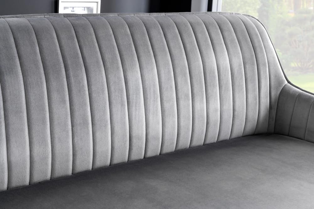 Riess Ambiente Design Sitzbank Turin 160cm Silbergrau Samt schwarz Metall Armlehne Polsterbank mit Samtbezug, Esszimmermöbel, Flurmöbel