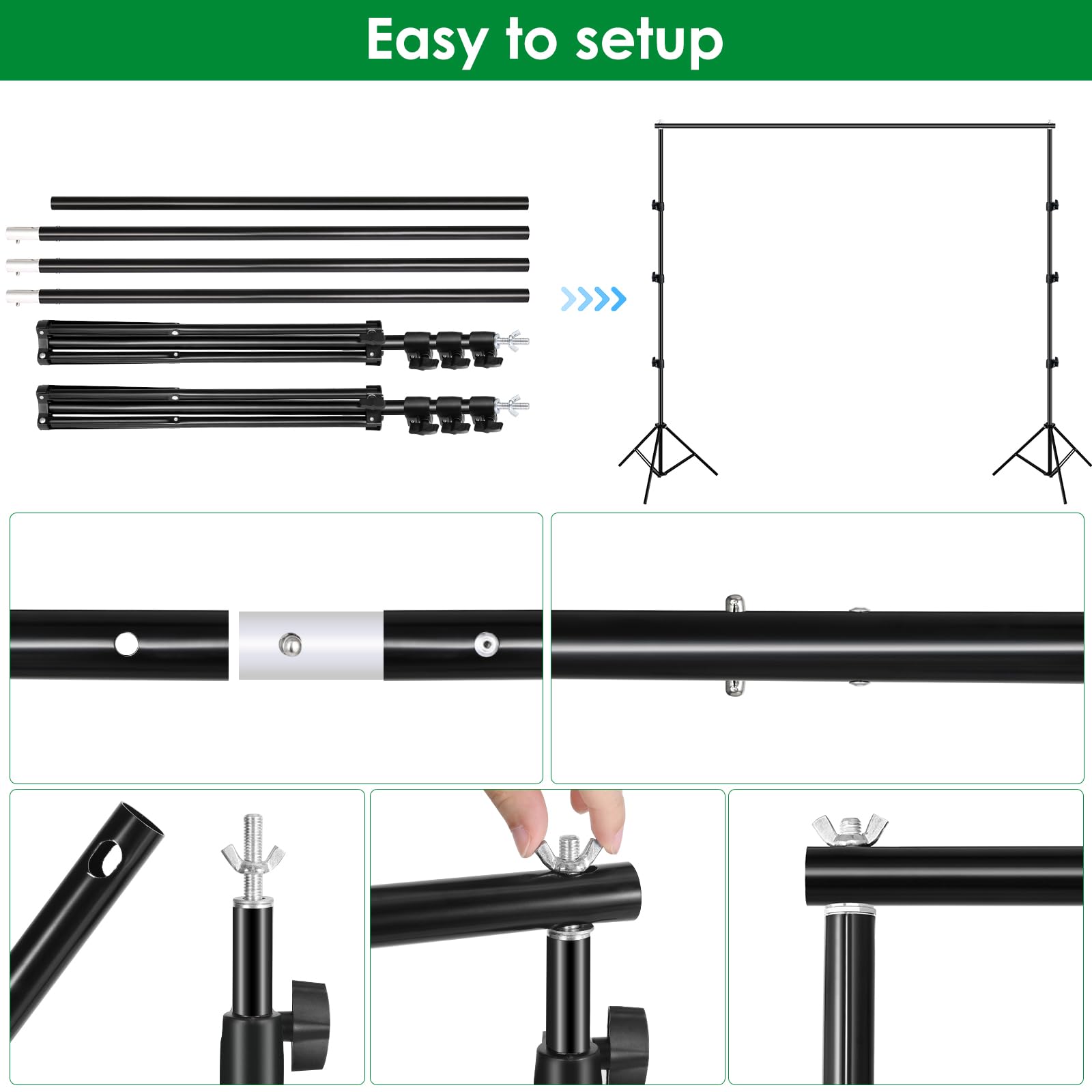 Haboke Greenscreen Set – 2-in-1 Faltbarer Hintergrund-Ständer Mit Grünem Tuch (2,6x3,6 M), Knitterfrei, Für Streaming, Zoom Meetings Oder Fotoshootings