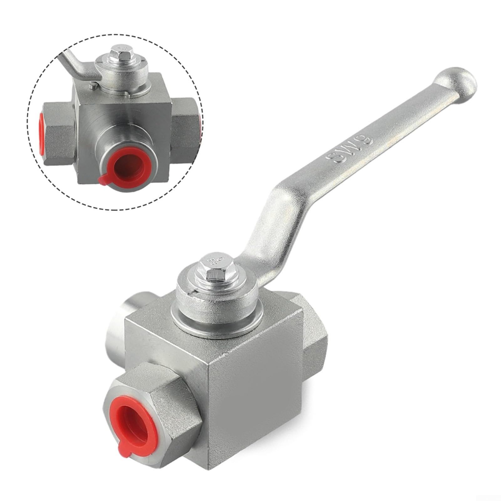 Hydraulik-Kugelventil 3-Wege aus Kohlenstoffstahl, 7250 PSI Hochdruck, NPT Anschluss, Zinklegierungsgriff für industrielle Anwendungen(NPT 3-4")