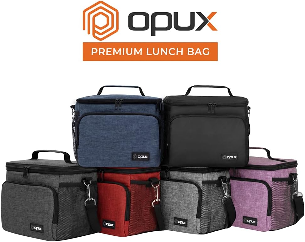 opux Insulated Lunch Bag for Men Women, Soft Lunch Box for Office Work School Picnic, Leakproof Lunch Cooler Bag with Shoulder Strap for Kid Adult Boy Girl, Medium Lunchbox Lunch Tote (Heather Navy) - Image 8