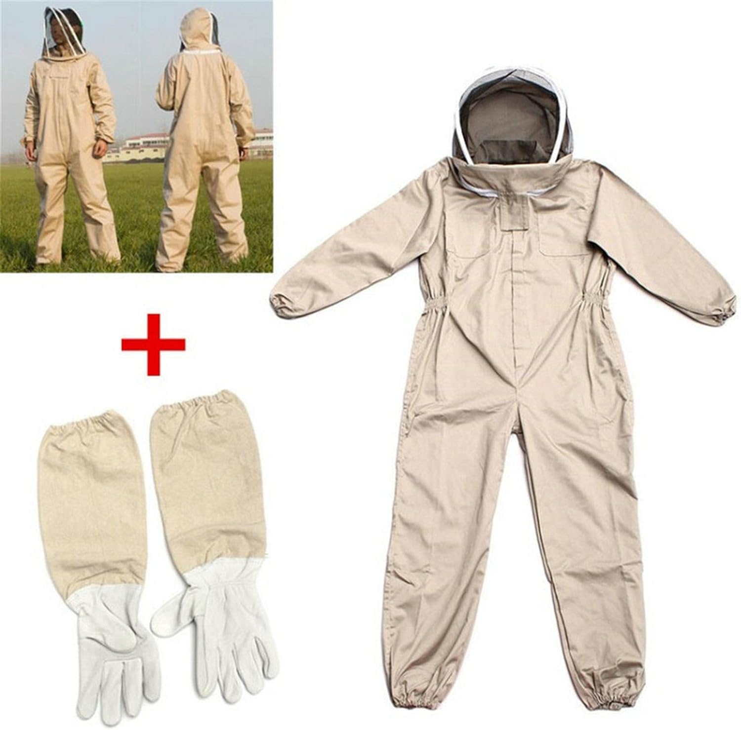 Mono de Apicultor Profesional - Traje Protector Completo para Apicultura, Ventilado con Elástico y Guantes de Piel