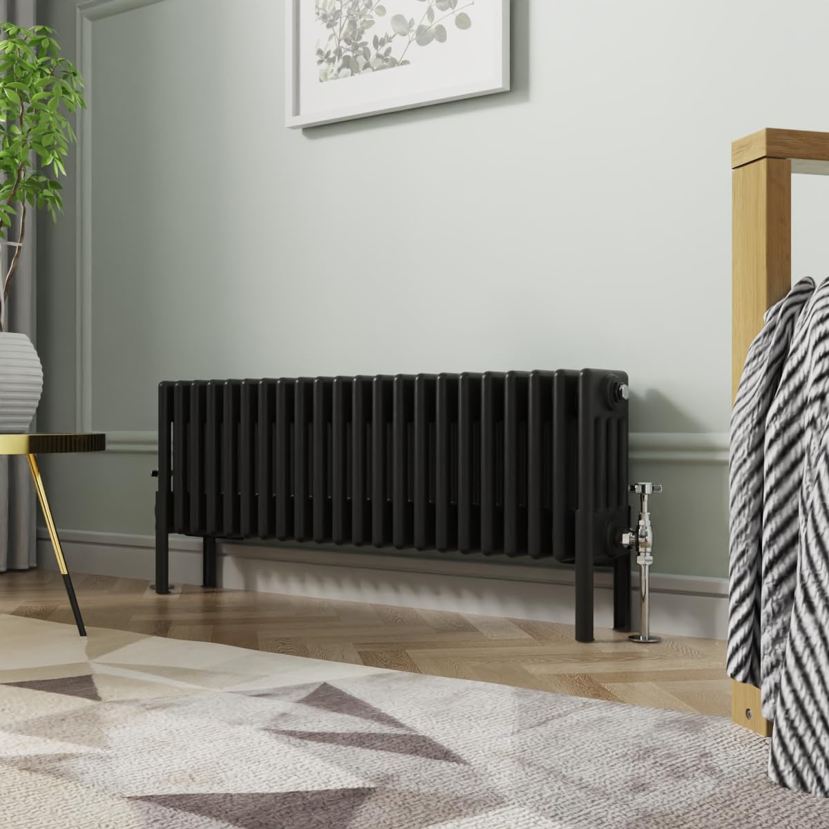 NRG 300x1010mm Black Cast Iron Radiator 4 Column Perfect for Bathrooms, Kitchen, Living Room โ image 1