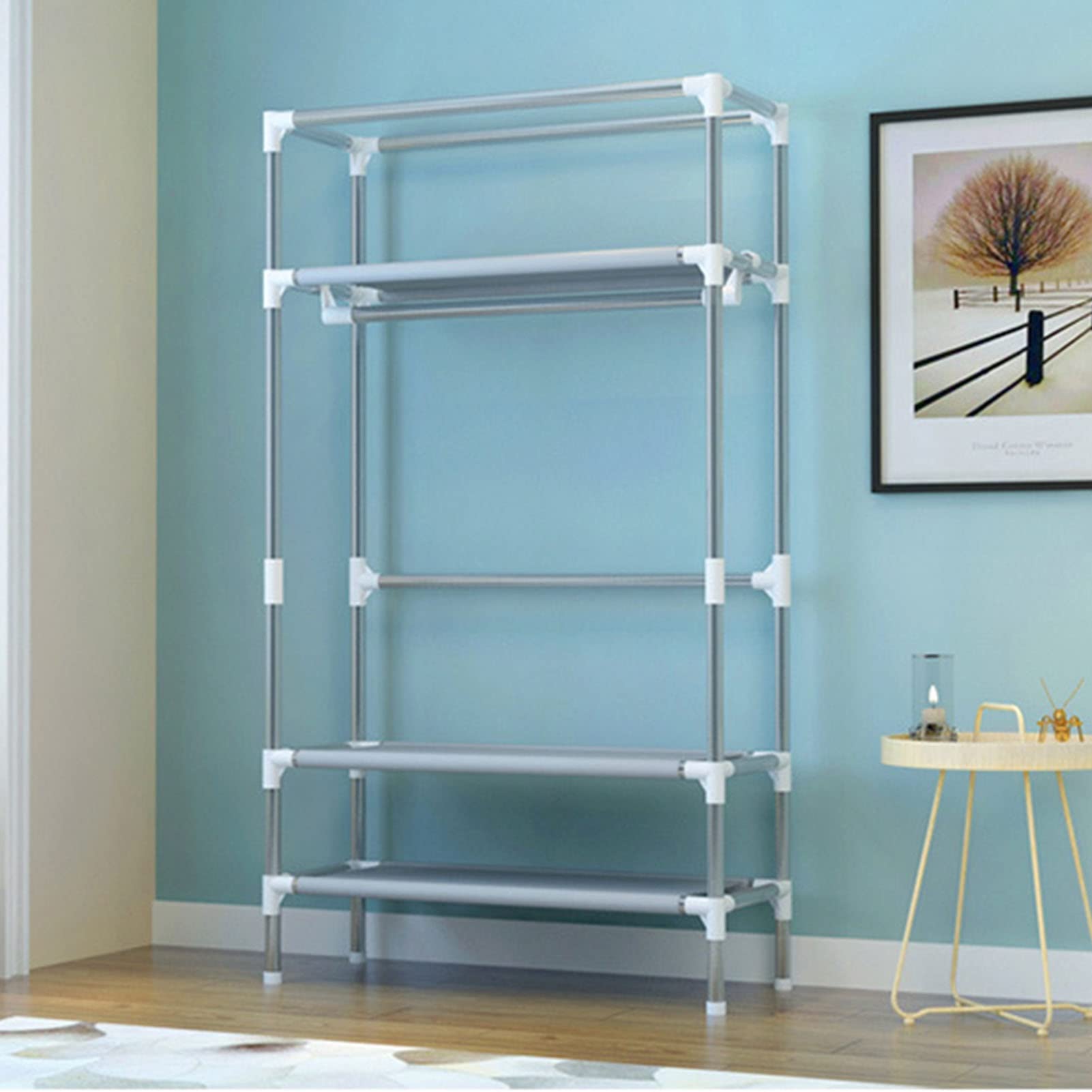 Guardaroba Portatile Guardaroba Grande Armadio in Tela Portaoggetti con 3 Scatole Portaoggetti Buona capacità portante per Soggiorno, Camera da Letto Dimensioni: (170X90X45Cm) (Size : 170X90