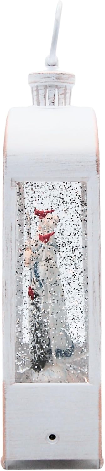 Lighted Water Santa Lantern with a Winter Scene, Swirling Glitter, Freestanding Christmas Decoration, Festive Holiday Décor, 11.75 Inches High