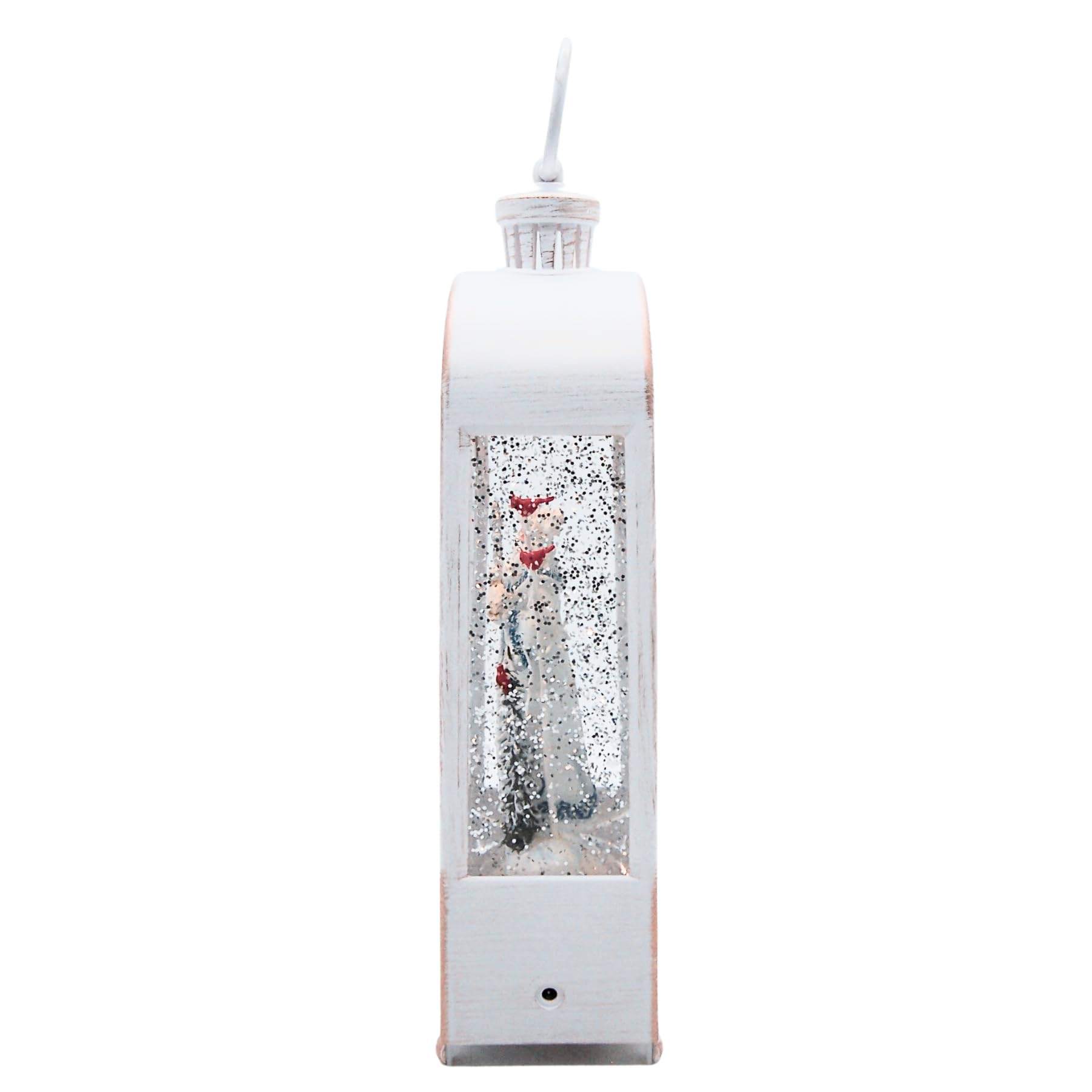 Lanterne lumineuse Père Noël avec scène d'hiver, paillettes tourbillonnantes, décoration de Noël autoportante, décoration de vacances festive, 30 cm de haut