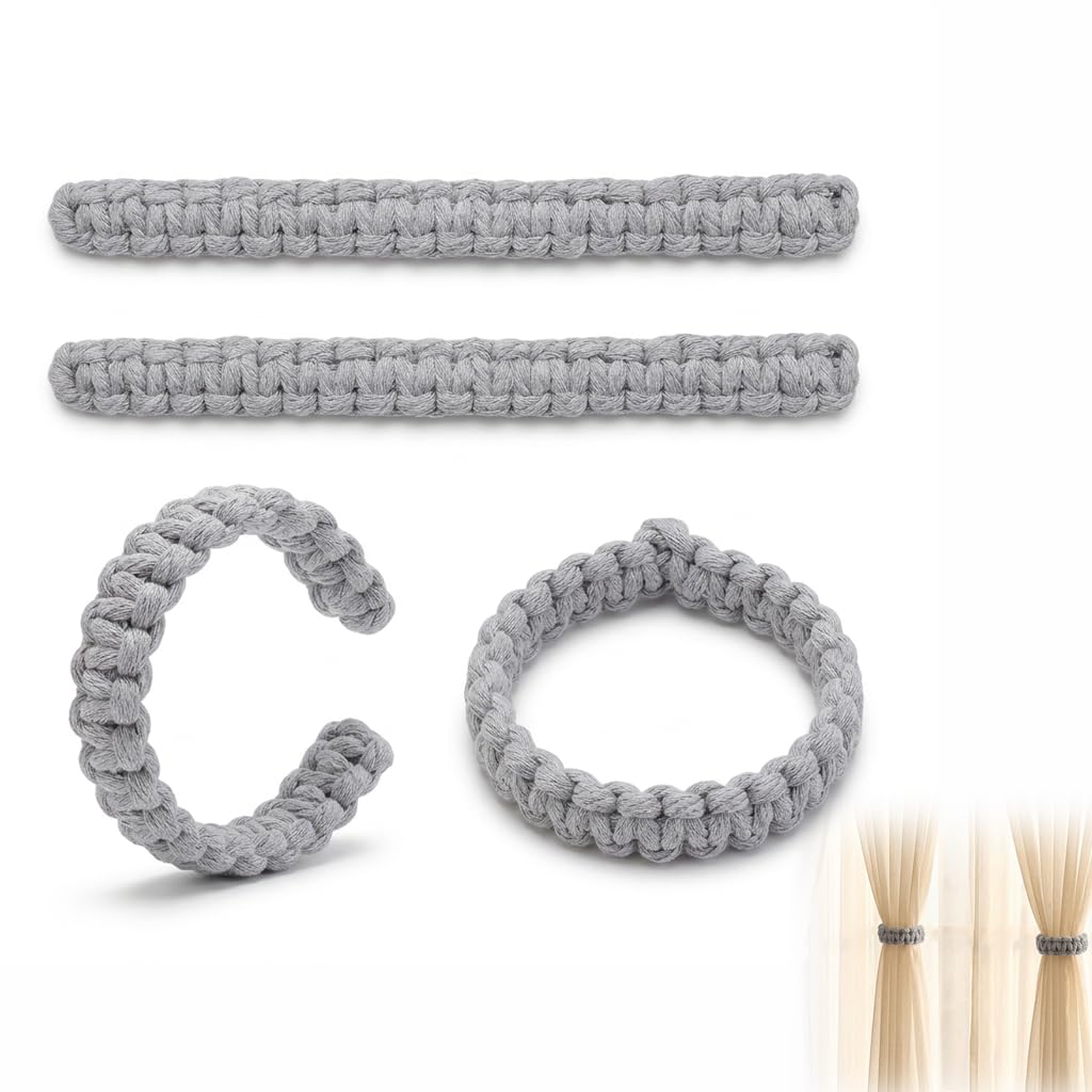 2 Pack Braided Curtain Tiebacks Boho Elegant Rustic Curtain Holdbacks Tie Backs Holders Set Handmade Ties For Home Office Bedroom Window Thin & Thick Drapes