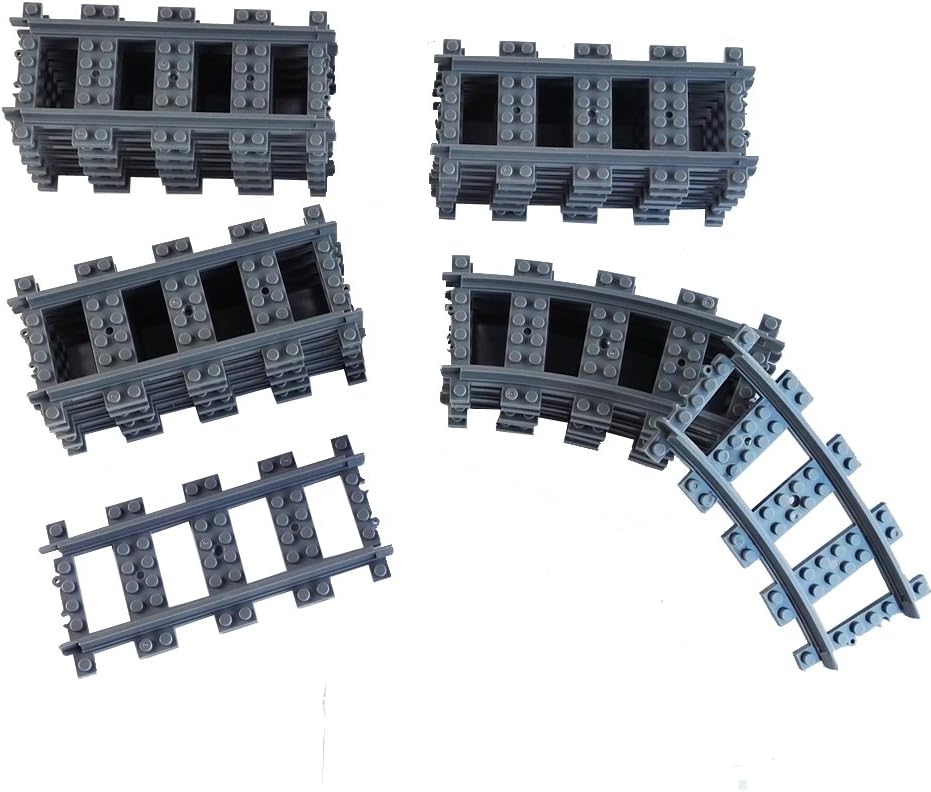 Railroad Train Tracks 18 straight + 6 curved tracks Non-Powered Rail Compatible all Major Brands Train Track City Railroad Construction Toy