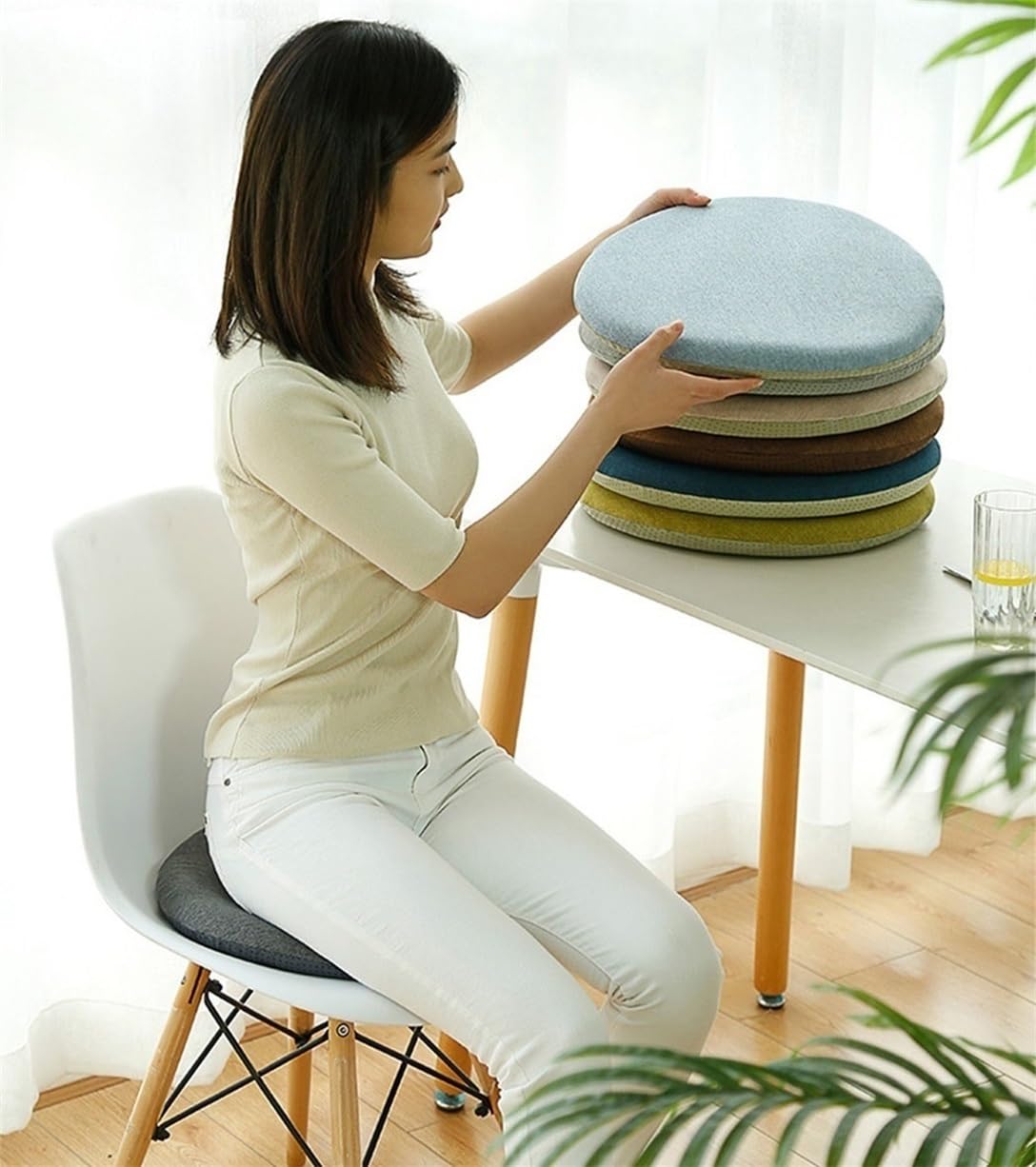 Cojín Redondo para Silla, cojín Redondo Suave de Espuma viscoelástica, Almohadillas Redondas para Silla con Cremallera para Exteriores, Taburete Alto, Comedor, Sala de Estar