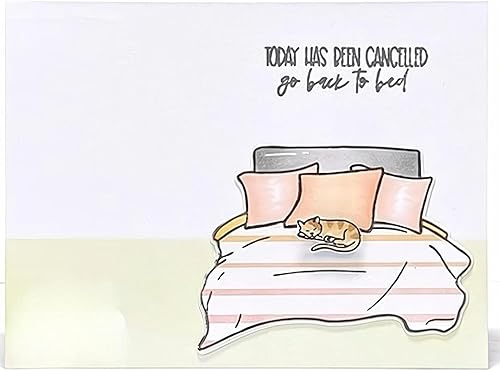 Miniatura 4 de Juego de sellos y troqueles transparentes de cama y gato para hacer tarjetas, plantillas de corte troquelado para álbumes de recortes, álbum de