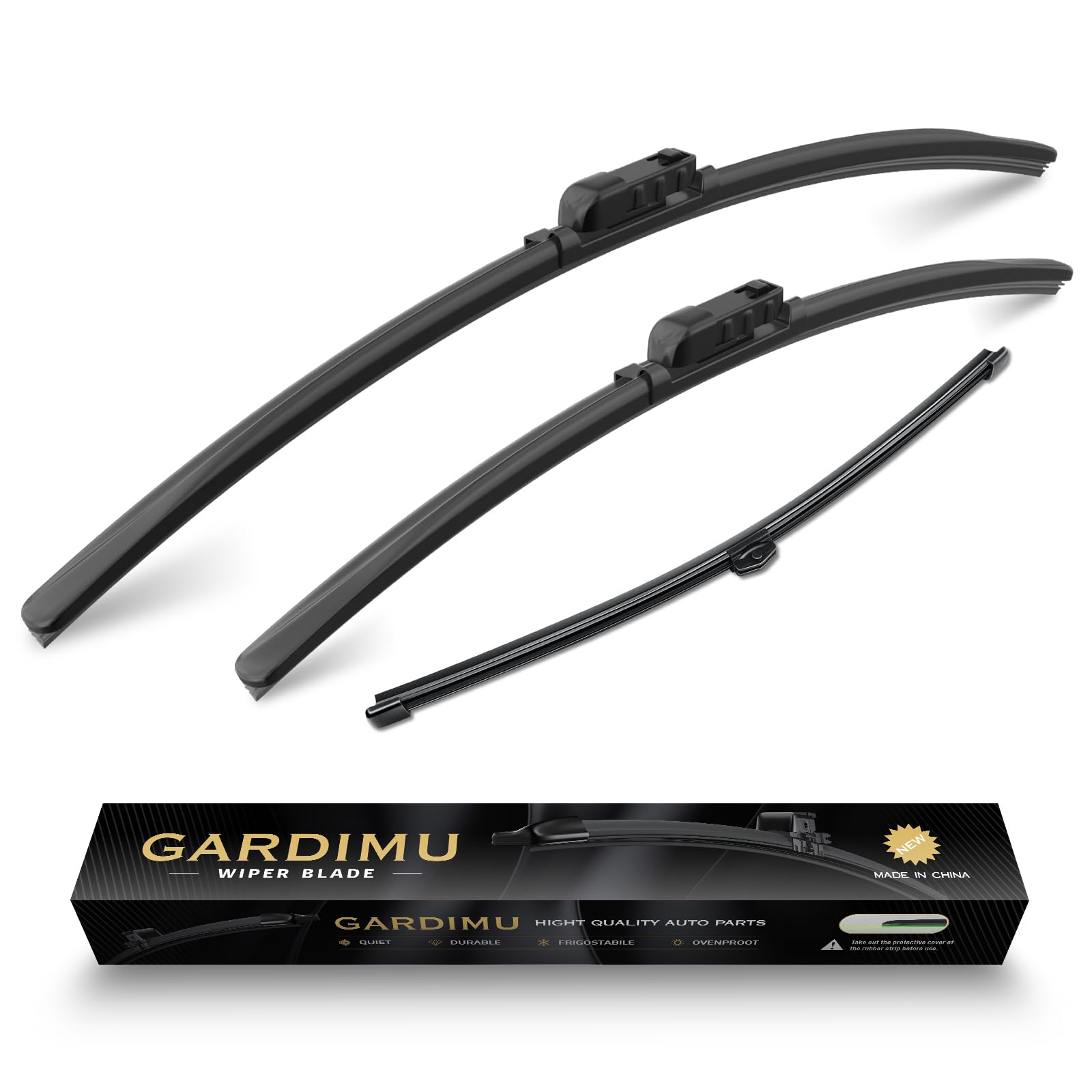 GARDIMU Front and Rear Windshield Wiper Blades, 3 Pcs Front and Back Windshield Wipers Blades Replacement for Audi Q5 2009-2017, Car Window Wiper