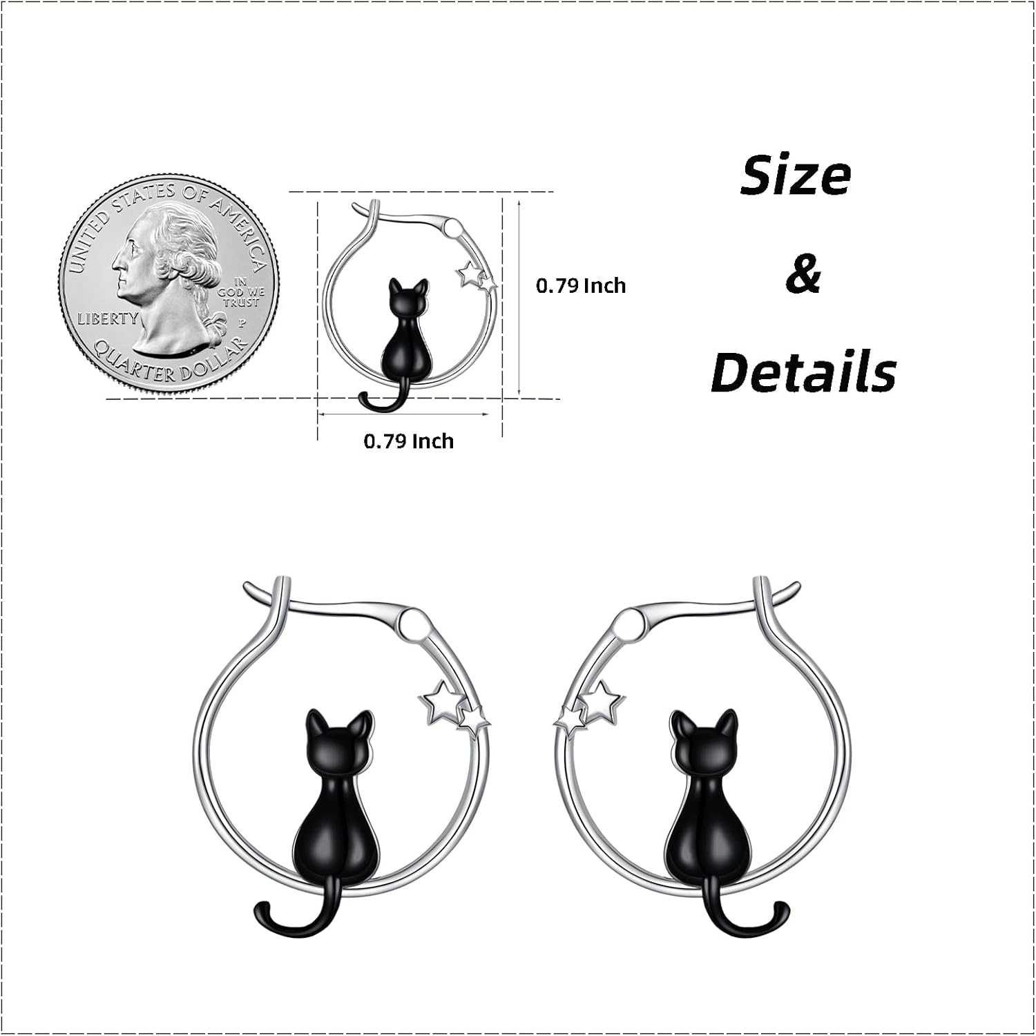Cute Animal 925 Sterling Silver Hoop Earring Circle Earring S925 Jewelry for Women