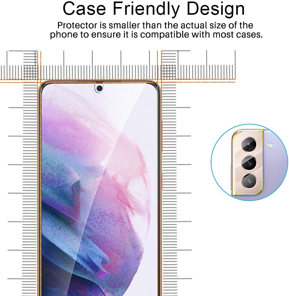 TAURI [3+3 Pack] Compatible with Samsung Galaxy S21 Screen Protector Tempered Glass 3 Pack with Camera Lens Protector 3 Pack for Galaxy S21 5G 6.2 inch, Easy Installation HD-Clear Bubble Free