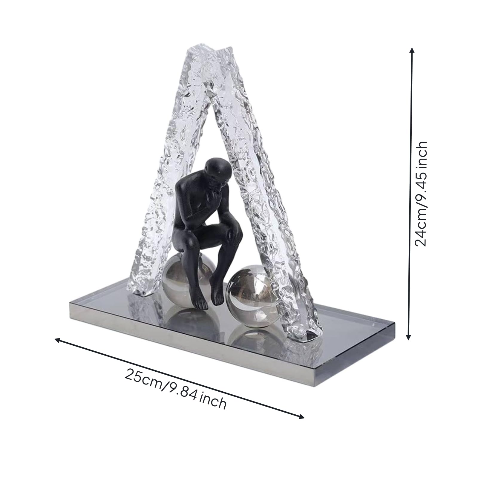 rockible Figura con Base Espejo Minimalista Figura Humana Conceptual Peculiar Estatua para Recibidor