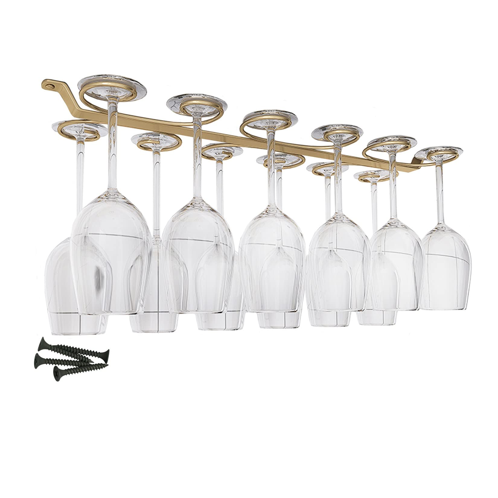 WORDFUN Under Cabinet Stemware Rack 8 Slots, White Glasses Holder Storage Hanger, Metal Iron Long Stem Glass Holders, Can Be Washed in Water, Not Easy to Rust, Long Use Time