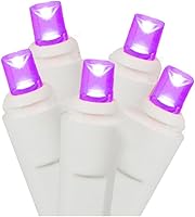 Vista 1 de Vickerman Juego de 100 luces LED de gran angular púrpura claro en cable blanco