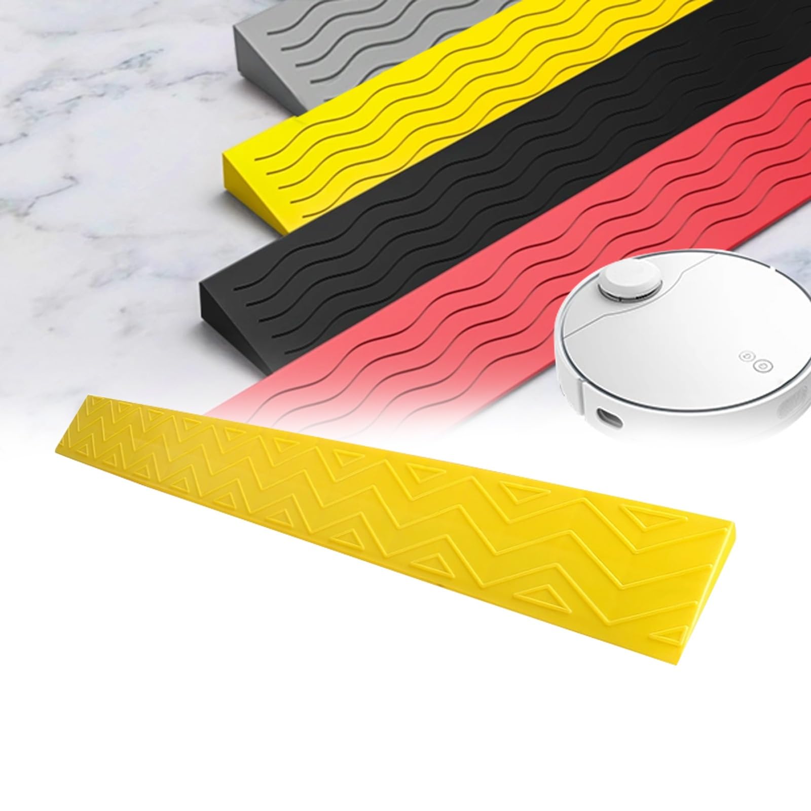 Rampe di Soglia per Robot Spazzante, Rampa per Sedia a Rotelle in Plastica Leggera, Rampa Antiscivolo per Disabili per Gradini del Bagno di Casa, Ingresso(Yellow,100x12x5cm)