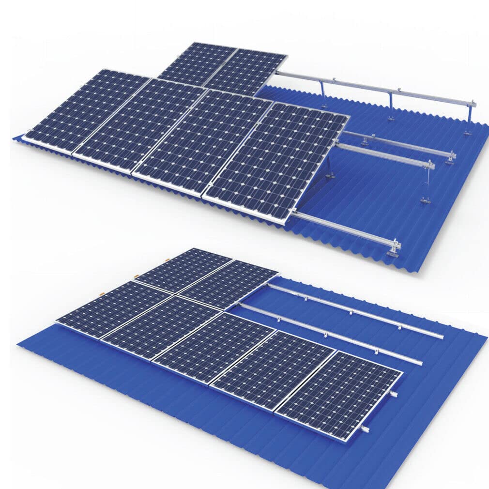 TEOV Riel fotovoltaico, 1150 mm, 4 unidades, perfil de aluminio, techo de chapa/ladrillo/betún, metal, 1 módulo de fijación, riel de montaje PVV, perfil de sistema para panel solar