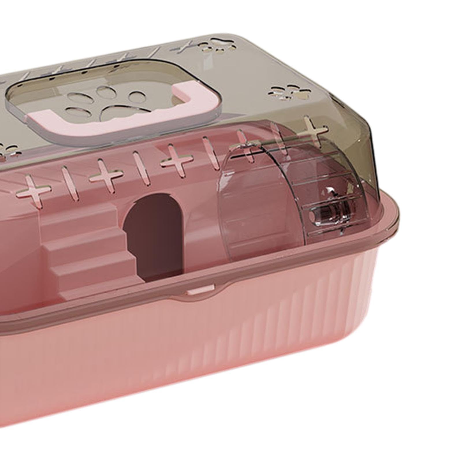 LOVIVER Petit conteneur pour Animaux de Compagnie, boîte de Transport pour Hamster, Cage Portable pour gerbilles, Rats, Planeur de Sucre, Lapin, cochons, Rose