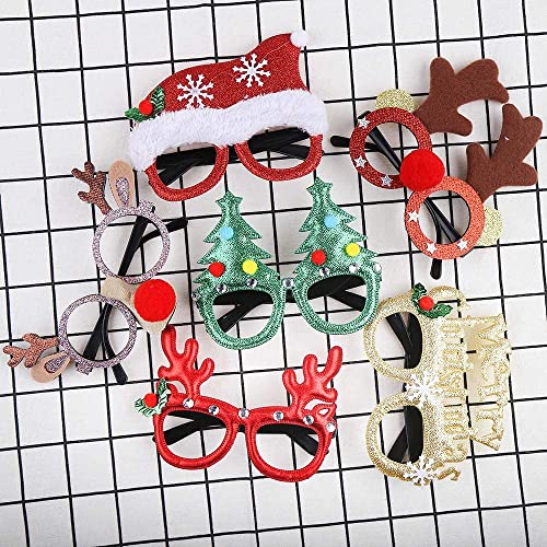 DERAYEE Weihnachtsbrille, 6 Stück Weihnachtsbrillen, Weihnachten Brille Rahmen für Deko Weihnachten