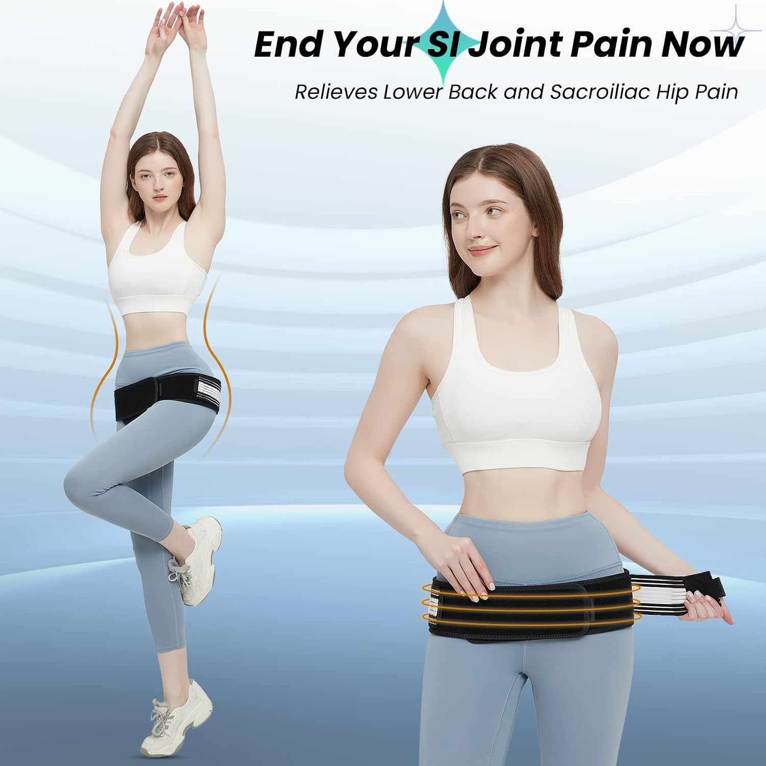 Sacroiliac Belt - SI Joint Belt for Alleviate Sciatica,Joint,Pelvis,Lower Back,Leg and Sacral Nerve Pain Caused by Si Joint Dysfunction -Adjustable Pelvis Hip Belt for Women and Men (Regular 32"-47")