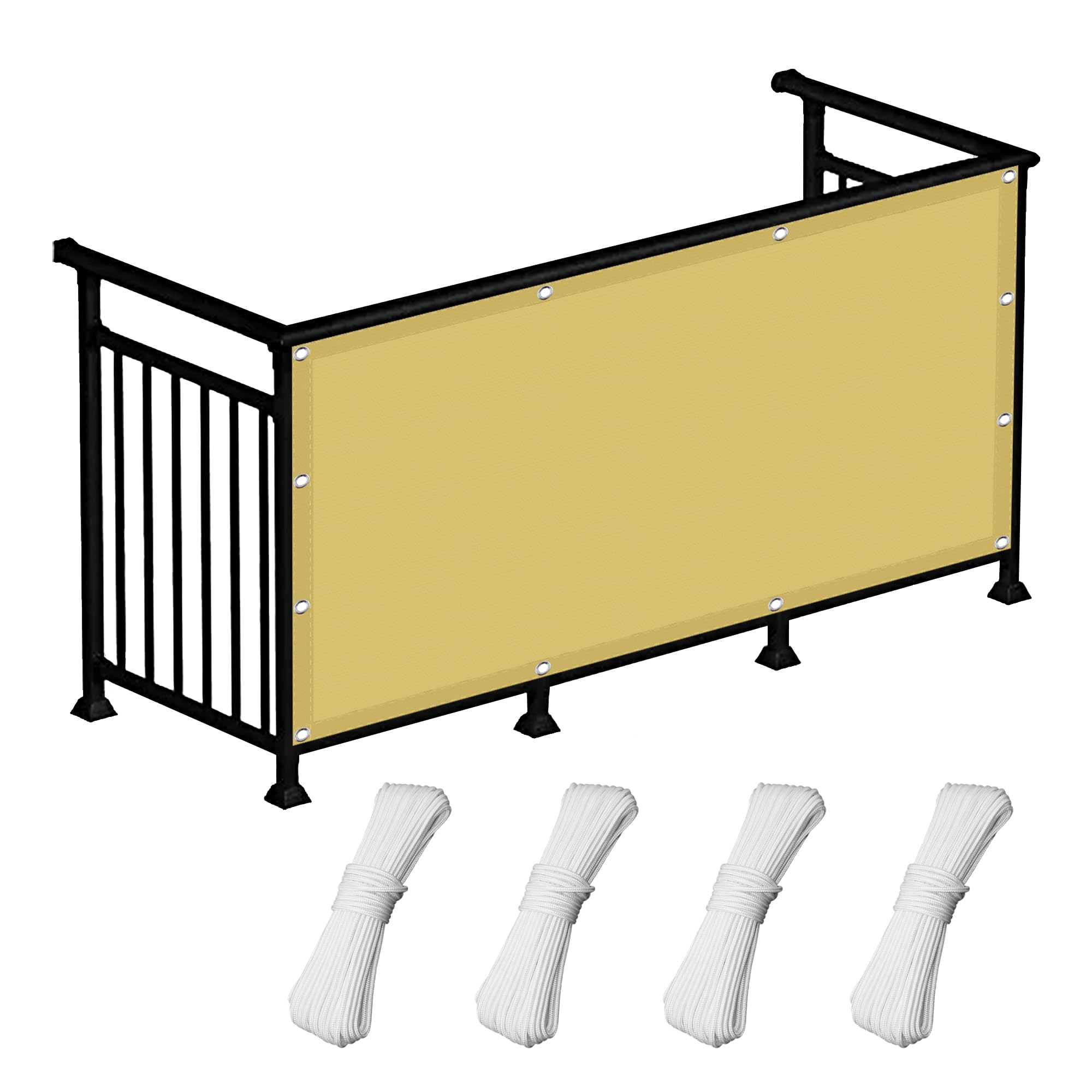 Toile d'ombrage imperméable 260x320 cm jaune sable en polyester avec oeillets pour jardin