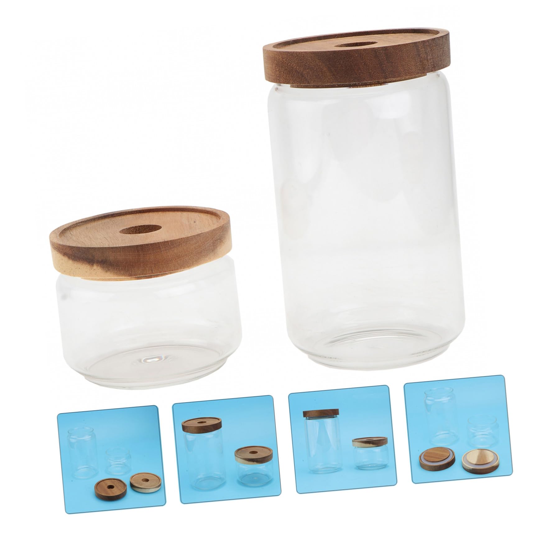 STOBAZA 2 Set Barattoli Ermetici in Vetro Borosilicato Resistenti Al Calore Contenitori Trasparenti Per Alimenti E Tè Vasetti Sigillati Per Conservazione Sicura Dolci E Snack 2 Pezzi*2