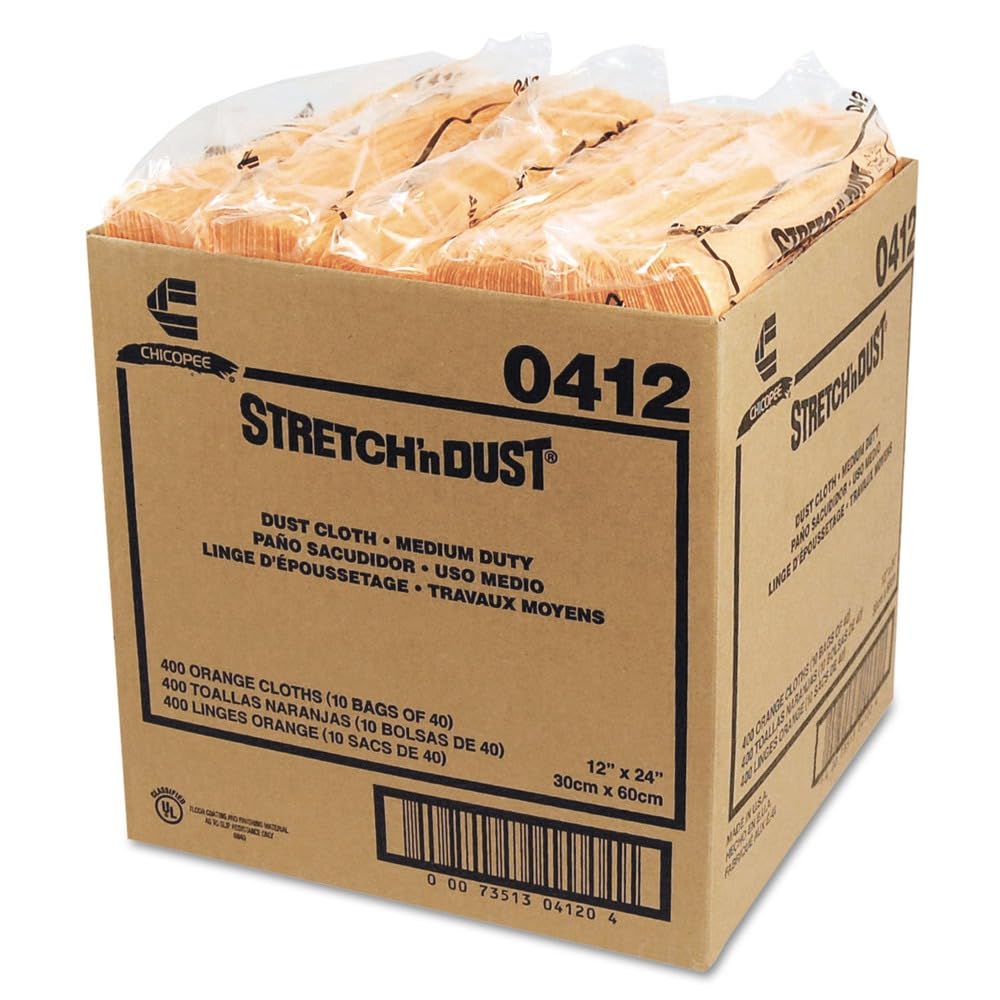 Chix 0412 11-5 8 in x 24 in Stretch n Dust Cloths - Yellow 40 Cloths Pack 10