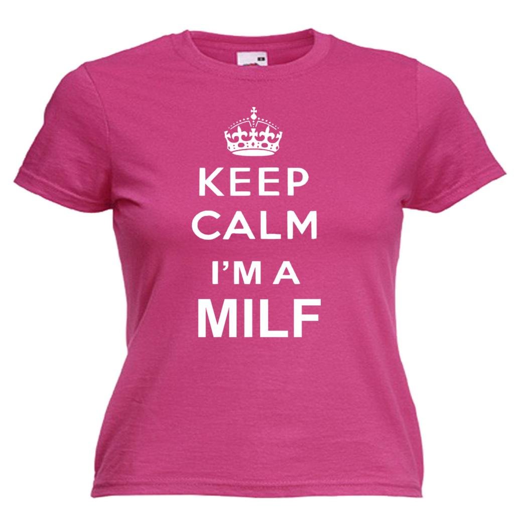 Shaniztoons Women's Fuschia Keep Calm Milf Yummy Mummy Mum Lady Fit T Shirt Xxl