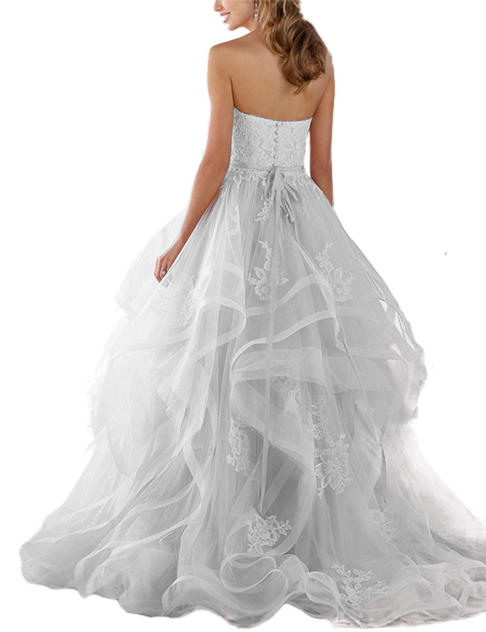 un Vestido de Noche sin Tirantes en la Palabra A, un Dulce Corazón con Tirantes en Los Hombros, Blanco, 44