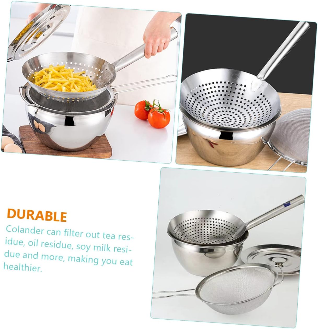 1 Set Professional Stainless Steel Oil Strainer Deep Fryer Skimmer Oil Container Convenient Kitchen Gadgets for Home Restaurants and Snack Bars